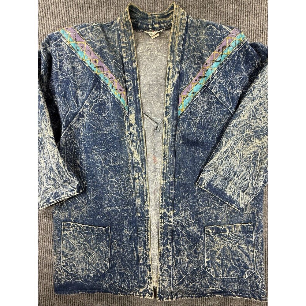 Christie Of California‎ Denim Jacket Women's Size 18 Hand Painted Native Vintage